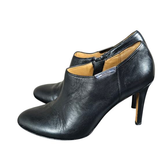 Coach Seneca Shoes Womens Size 6.5 Black Leather Booties Heels Zip Dressy - Picture 3 of 14